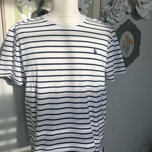 Ralph Lauren Navy and White Striped Tee